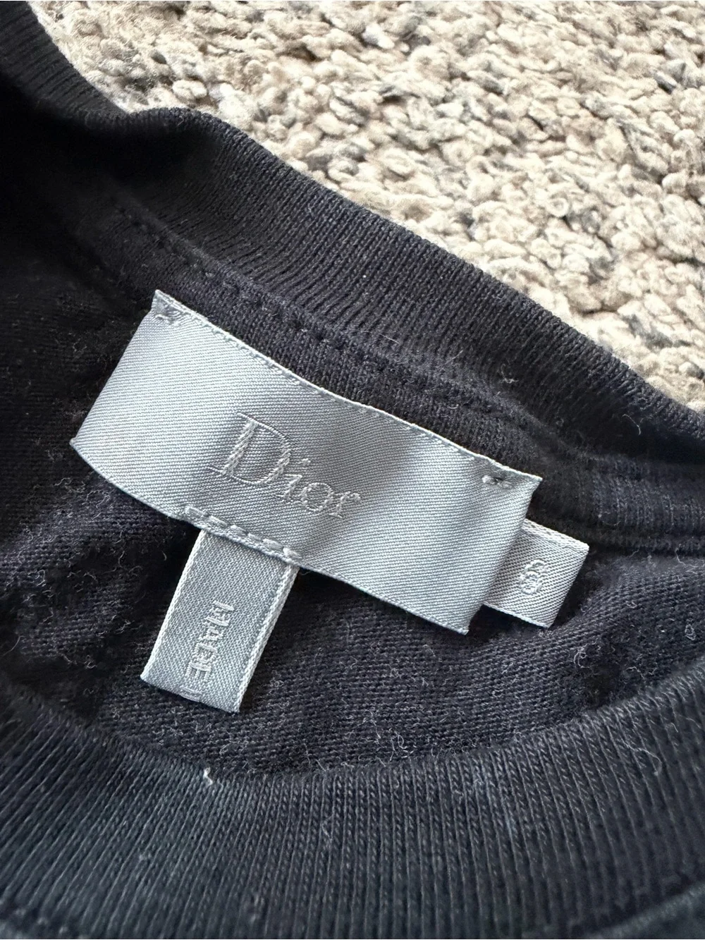 Dior Kids Black Crewneck Tee with White Logo